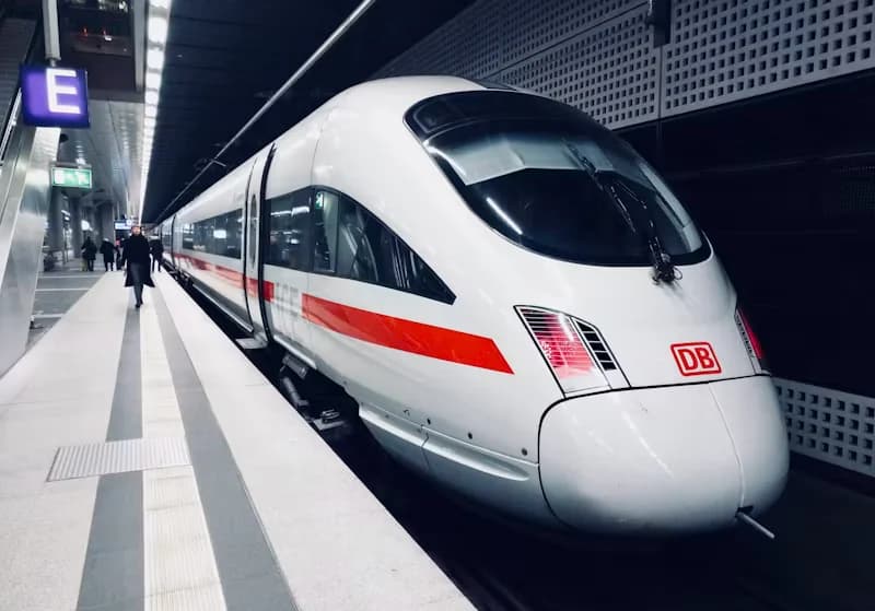 High-speed passenger train at a station